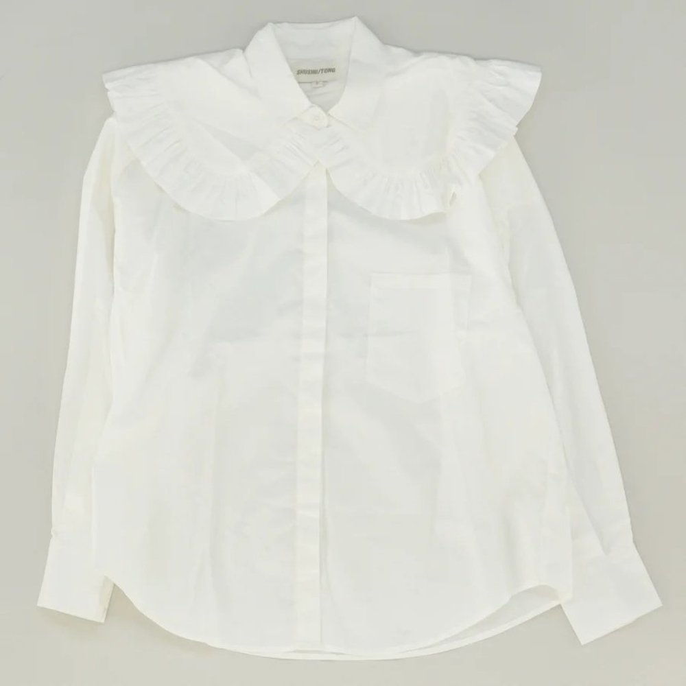 NWOT Shushu/Tong Large-Collared Feminine Button-Down White Shirt